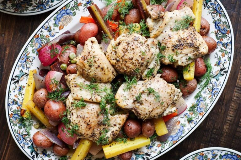 Braised Chicken Thighs with Spring Vegetables