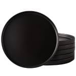 Stack of Black Stoneware Pasta Plates